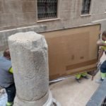 Traslado el mural del ‘Puerto Romano’ de Ramón Alonso Luzzy para su restauración Traslado el mural del ‘Puerto Romano’ de Ramón Alonso Luzzy para su restauración