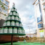 Un árbol de miniglús en la Plaza del Par recuerda que hay que reciclar vidrio también en Navidad