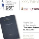 La UP desvelará el martes el ganador del XXXV Premio Internacional de Poesía Antonio Oliver