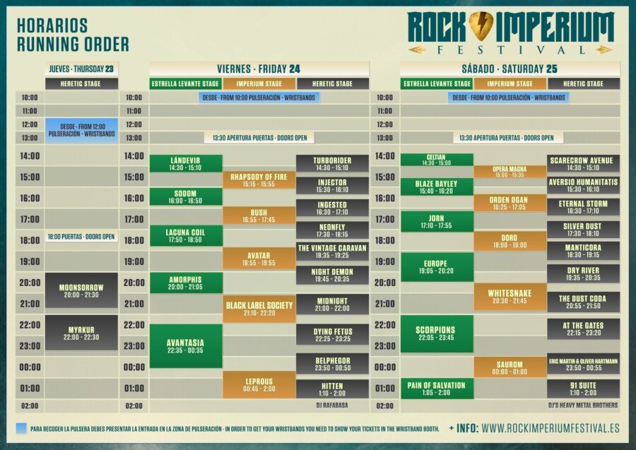 El Rock Imperium Festival, a un mes de su celebración, da a conocer sus horarios El Rock Imperium Festival, a un mes de su celebración, da a conocer sus horarios