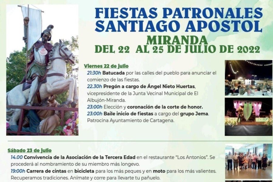 Miranda celebra este fin de semana sus fiestas patronales en honor a Santiago Apóstol Miranda celebra este fin de semana sus fiestas patronales en honor a Santiago Apóstol