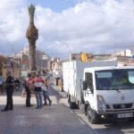 Parques y Jardines repone las palmeras de la Barriada Virgen de la Caridad y del Arqua