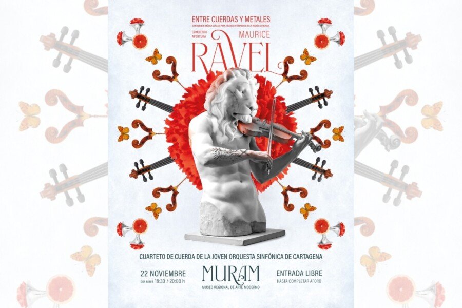 Entre Cuerdas y Metales abre el ciclo de conciertos del compositor Maurice Ravel el viernes 22 de noviembre con la Joven Orquesta Sinfónica de Cartagena