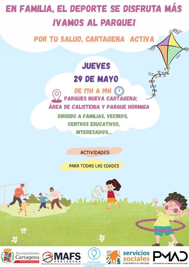 Actividad gratuita para practicar deporte en familia este jueves junto al local social de Nueva Cartagena