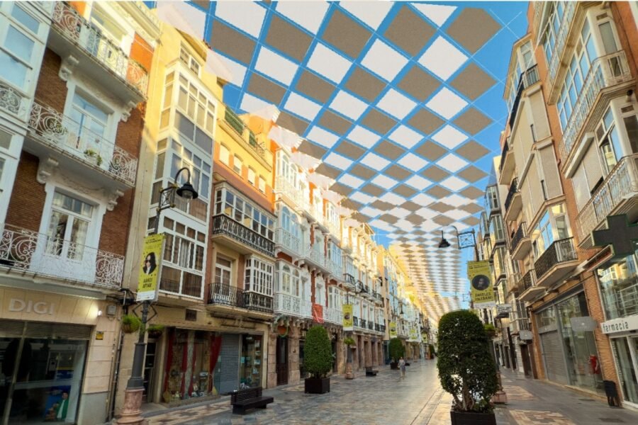 Comienza la instalación del sistema de sombra ‘Teselas’ en la calle del Carmen