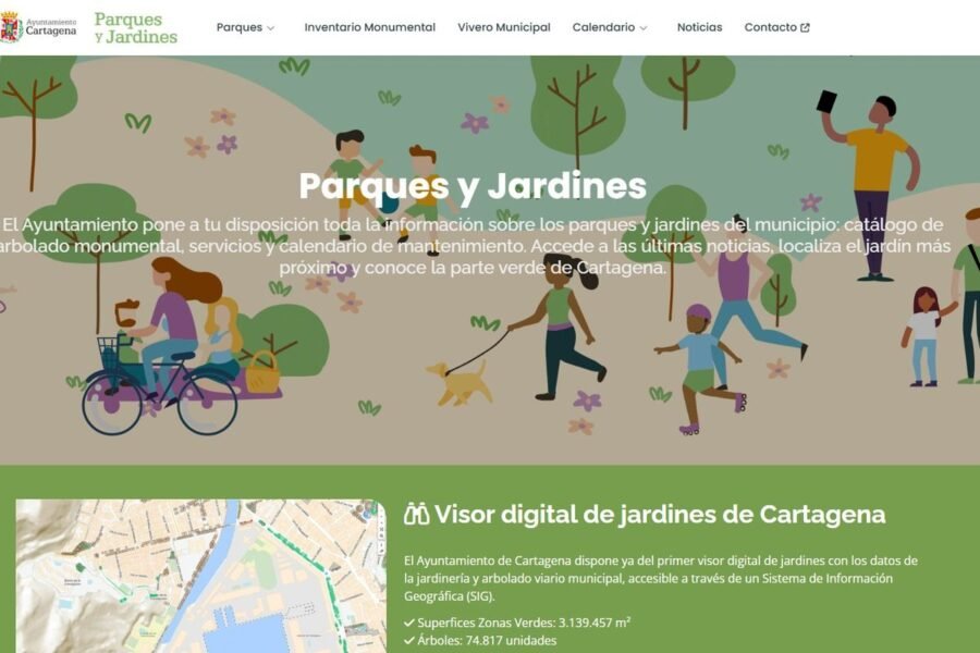 El Ayuntamiento de Cartagena impulsa las zonas verdes con el estreno de la nueva web de Parques y Jardines