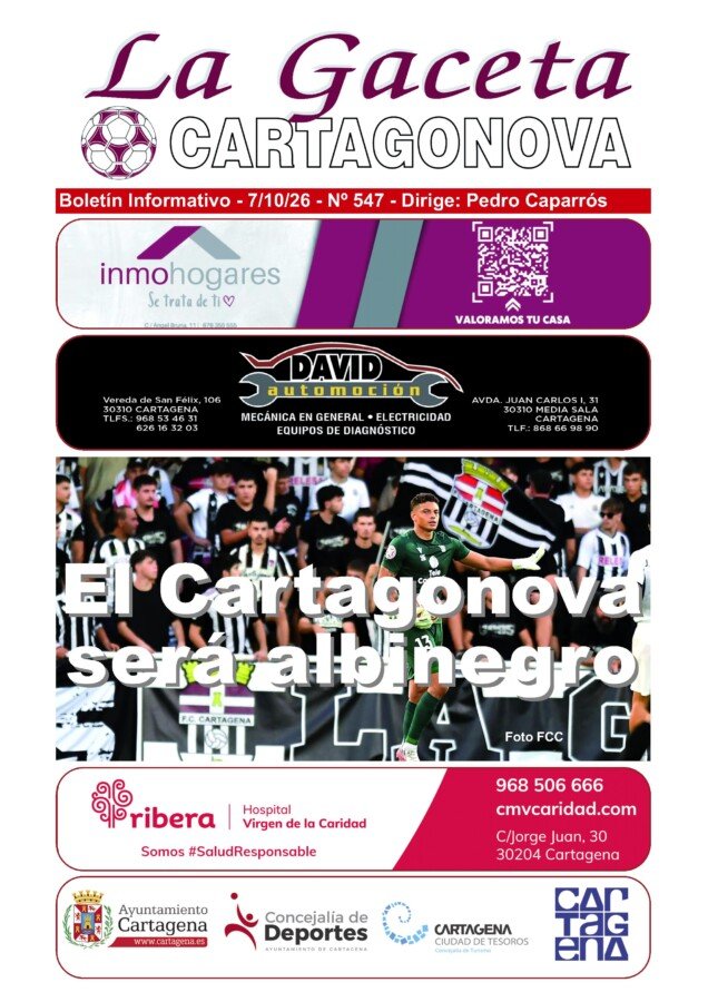 Gaceta Cartagonova 547 – El Cartagonova será albinegro